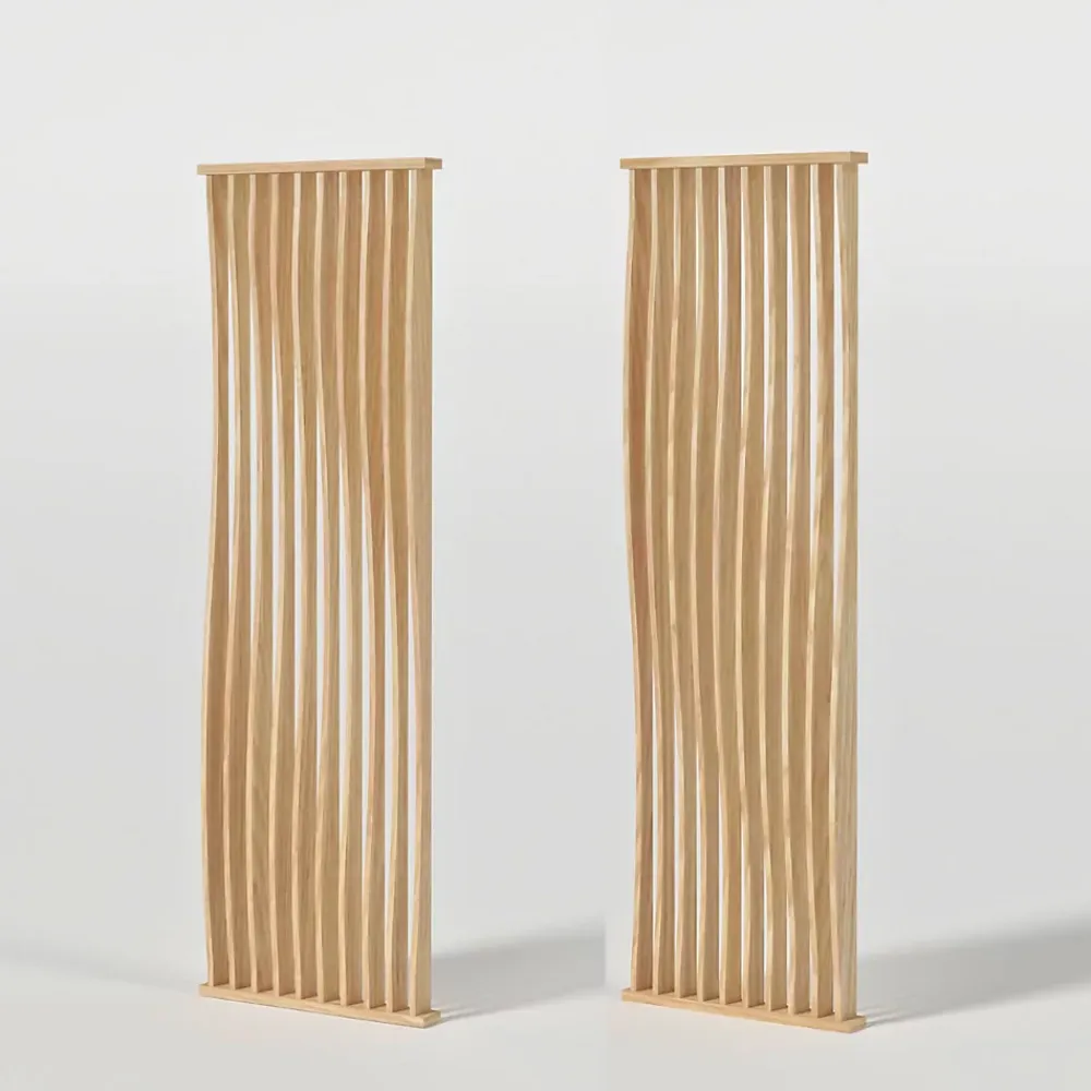 Wood&Sens Cloison Amovible<Cloison de séparation claustra ondulé vague chêne, H.2,54 m x l.80 cm, P.9 cm