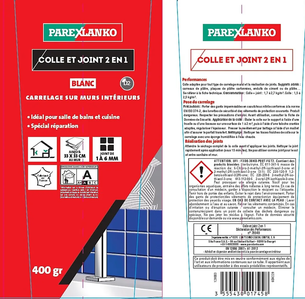 Parexlanko Colle Carrelage Mural|Joint Carrelage Mural<Colle & joint pâte blanc 1,5 kg