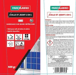 Parexlanko Colle & joint pâte gris 1,5 kg- Colle Carrelage Mural|Joint Carrelage Mural