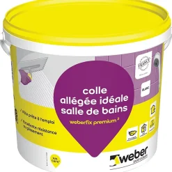 Weber Colle allégée pour carrelage spéciale salle de bain .FIX PREMIUM ² (D2 ET) - Le Seau de 17 Kg - BLANC- Colle Carrelage Sol