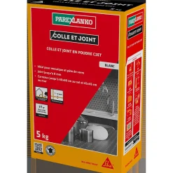 Parexlanko Colle et joint en poudre 5 kg blanc- Colle Carrelage Mural