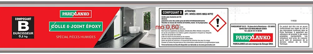 Parexlanko Colle et joint Epoxy spécial pièces humides Blanc 3 kg- Colle Carrelage Sol|Colle Carrelage Mural