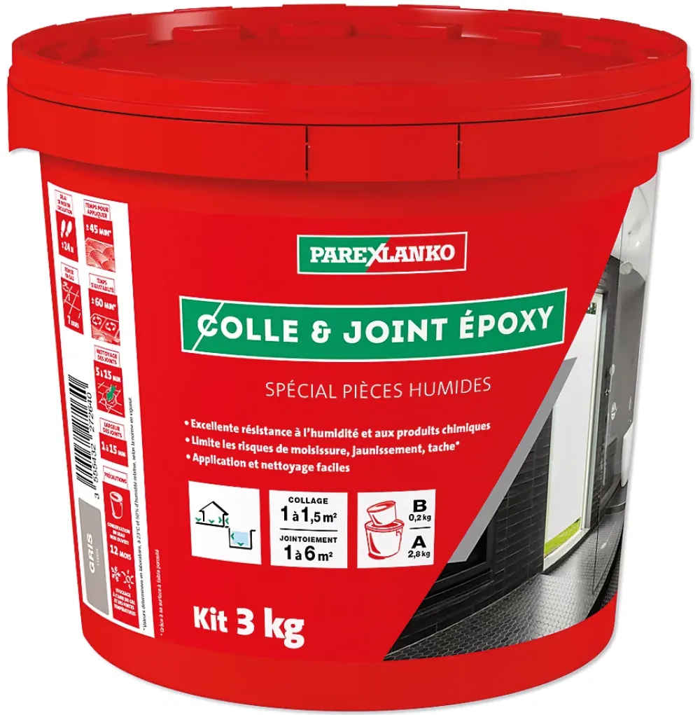 Parexlanko Colle Carrelage Sol|Colle Carrelage Mural<Colle et joint époxy gris spécial pièces humides 3 kg