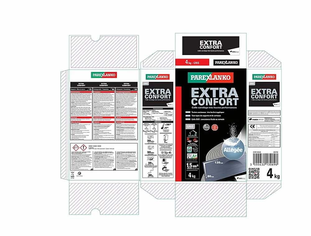 Parexlanko Colle extra confort 4 kg mur et sol- Colle Carrelage Sol|Colle Carrelage Mural