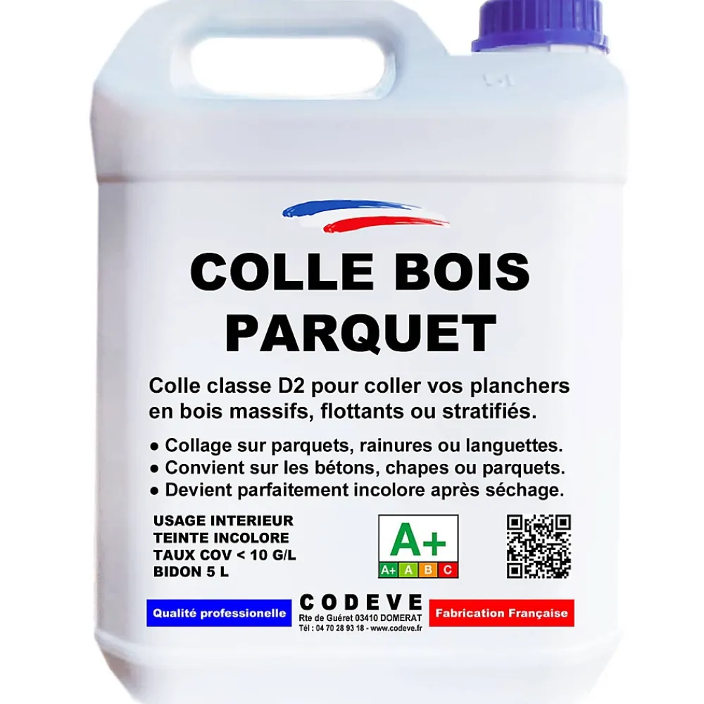 Codève Bois Colle Parquet<Colle Parquet - 5 L - Codeve Bois - Pour L'assemblage De Votre Parquet, Plancher, Escalier Ou Autre Sol En Bois.