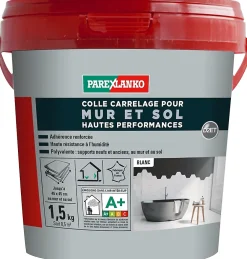 Parexlanko Colle pour carrelage mur et sol intérieur hautes performances blanc 1,5 kg- Colle Carrelage Sol|Colle Carrelage Mural