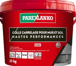 Parexlanko Colle pour carrelage mur et sol intérieur hautes performances blanc 25 kg- Colle Carrelage Sol|Colle Carrelage Mural