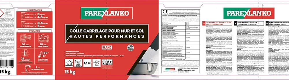 Parexlanko Colle Carrelage Sol|Colle Carrelage Mural<Colle pour carrelage mur et sol intérieur hautes performances blanc 15 kg