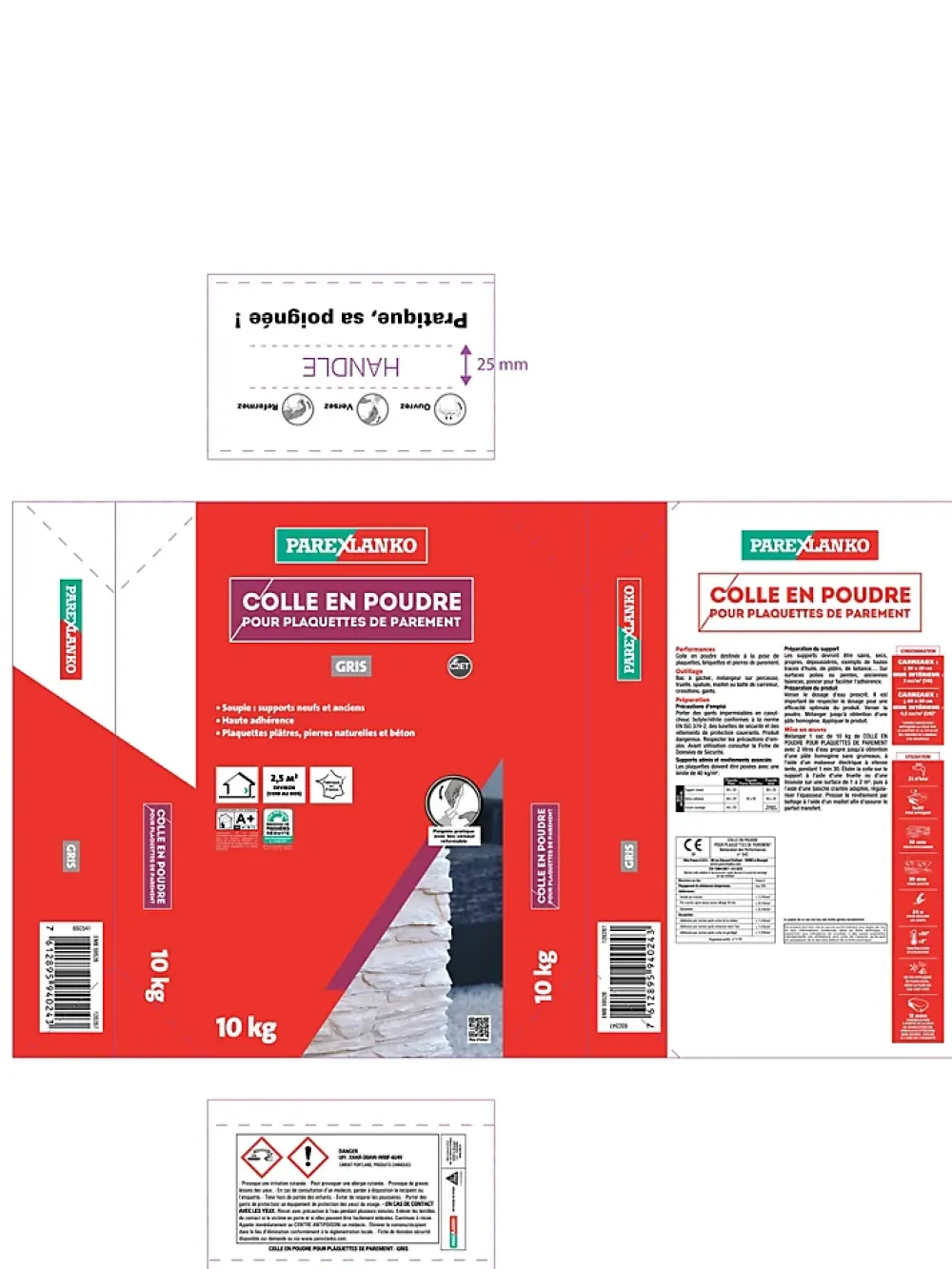 Parexlanko Colle pour plaquettes de parement intérieur gris poudre 10kg- Plaquette De Parement|Plaquette De Parement