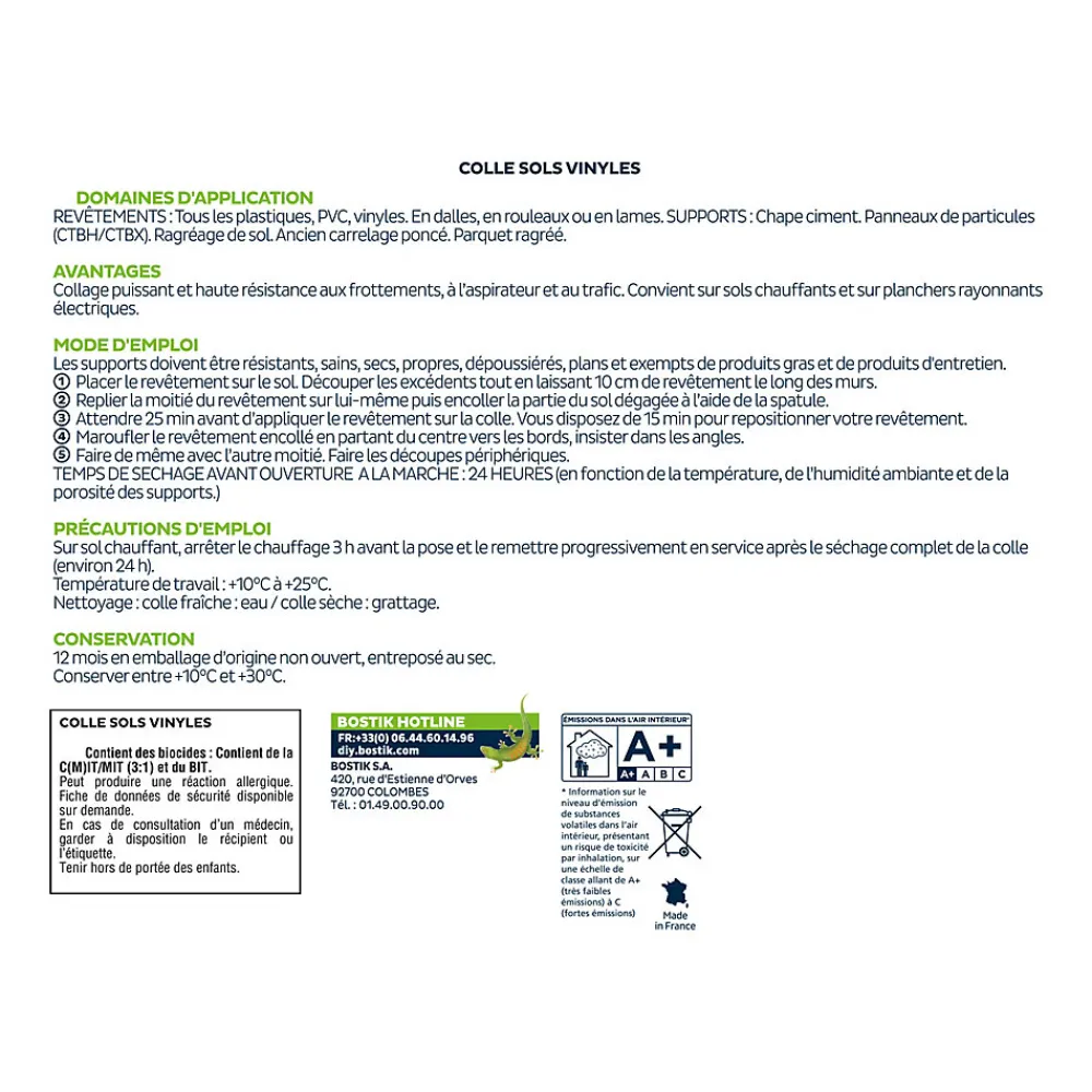 Bostik Colle Et Adhésif Sol Lino Pvc|Colle Et Adhésif Sol Lino Pvc<Colle Sols Souples pour Sols Vinyles - Revêtements Plastiques 7kg