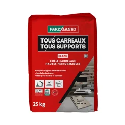 Parexlanko Colle tous carreaux tous supports Blanc 25kg- Colle Carrelage Sol|Colle Carrelage Mural