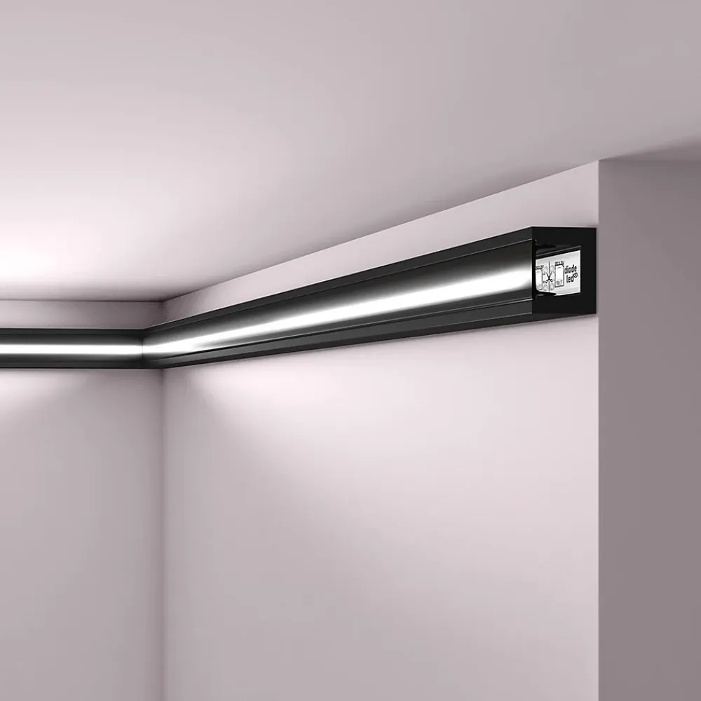 Noel & Marquet Corniche NMC WALLSTYL IL12 BLACK Moulure décorative Cimaise Éclairage indirect- Moulure Et Rosace De Plafond