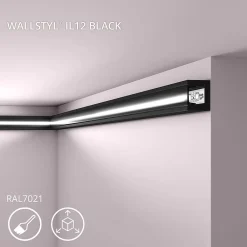 Noel & Marquet Corniche NMC WALLSTYL IL12 BLACK Moulure décorative Cimaise Éclairage indirect- Moulure Et Rosace De Plafond