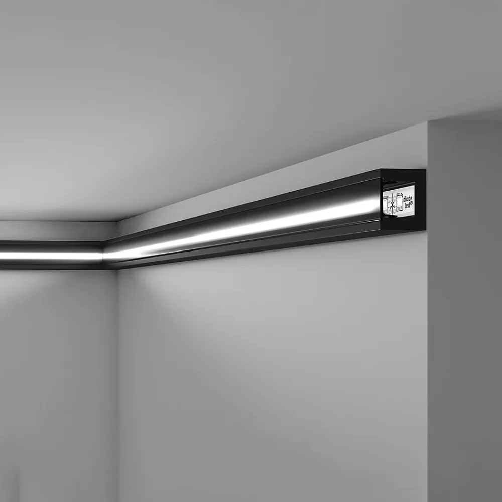 Noel & Marquet Corniche NMC WALLSTYL IL12 BLACK Moulure décorative Cimaise Éclairage indirect- Moulure Et Rosace De Plafond