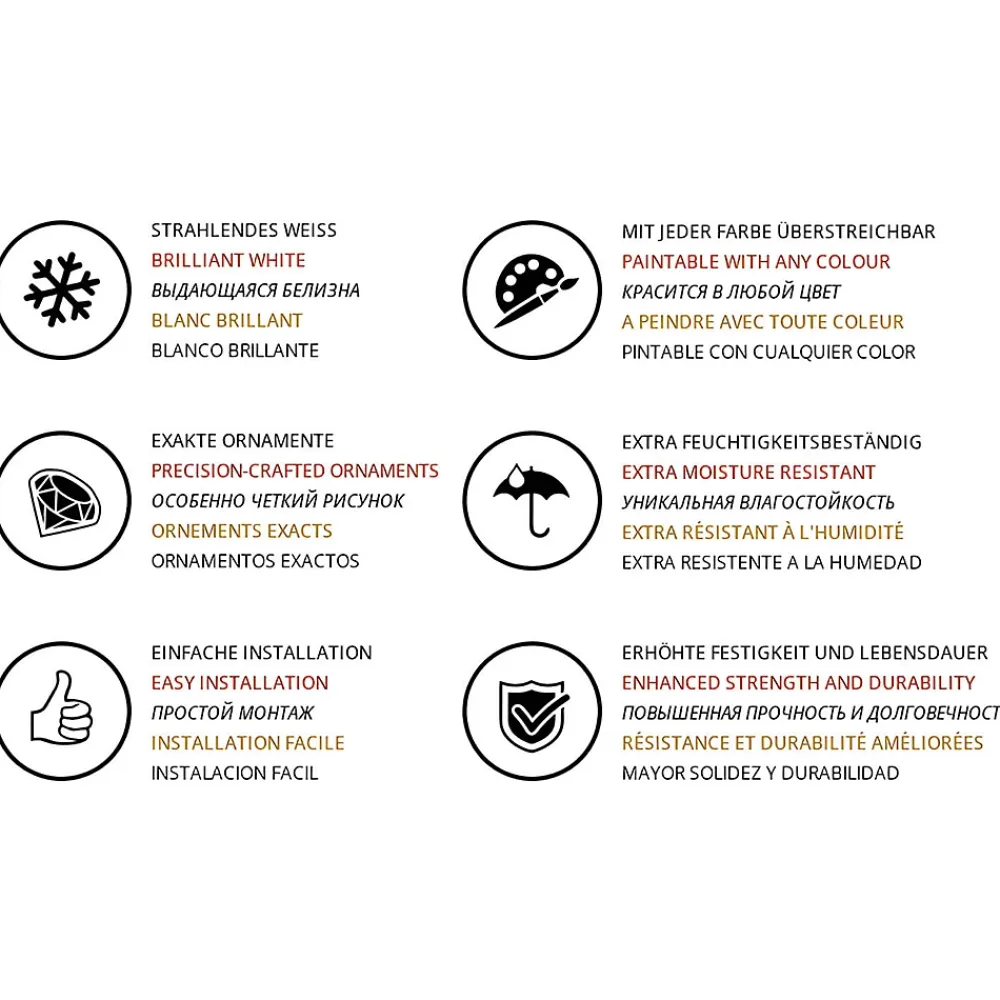 Profhome Corniche 650101 1 carton 14 pièces Moulure décorative- Moulure Et Rosace De Plafond