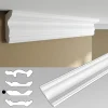 Ikhemalarka Corniches 100 cm moulures decoratives mur et plafond legeres dures peintables profils deco pour renovation et finition JC496-W- Moulure Et Rosace De Plafond