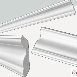 Ikhemalarka Corniches 100 cm moulures decoratives mur et plafond legeres dures peintables profils deco pour renovation et finition JC496-W- Moulure Et Rosace De Plafond
