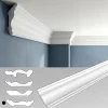 Ikhemalarka Corniches 100 cm moulures decoratives mur et plafond legeres dures peintables profils deco pour renovation et finition JC80-W- Moulure Et Rosace De Plafond