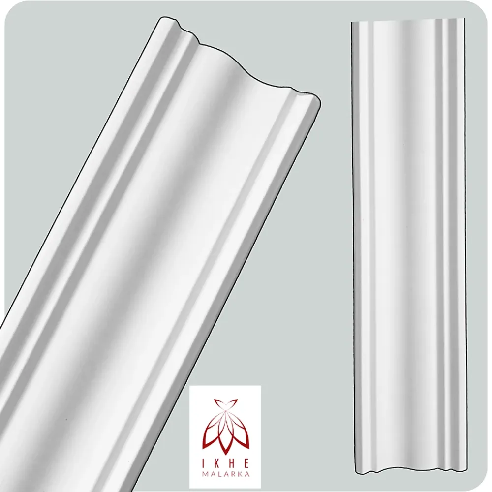 Ikhemalarka Corniches 100 cm moulures decoratives mur et plafond legeres dures peintables profils deco pour renovation et finition JC80-W- Moulure Et Rosace De Plafond