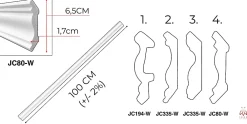 Ikhemalarka Corniches 100 cm moulures decoratives mur et plafond legeres dures peintables profils deco pour renovation et finition JC80-W- Moulure Et Rosace De Plafond