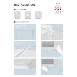 Ikhemalarka Corniches 100 cm moulures decoratives mur et plafond legeres dures peintables profils deco pour renovation et finition JC80-W- Moulure Et Rosace De Plafond