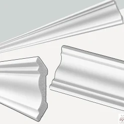 Ikhemalarka Corniches 100 cm moulures decoratives mur et plafond legeres dures peintables profils deco pour renovation et finition JC80-W- Moulure Et Rosace De Plafond