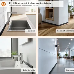 Quest Corniere d'angle interieur PVC 50x20mm Autocollante, 150 cm, blanc- Plinthe Pour Sol En Vinyle Et Pvc