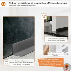 Quest Corniere d'angle interieur PVC 20x20mm Autocollante, 200 cm, vert gazon- Plinthe Pour Sol En Vinyle Et Pvc