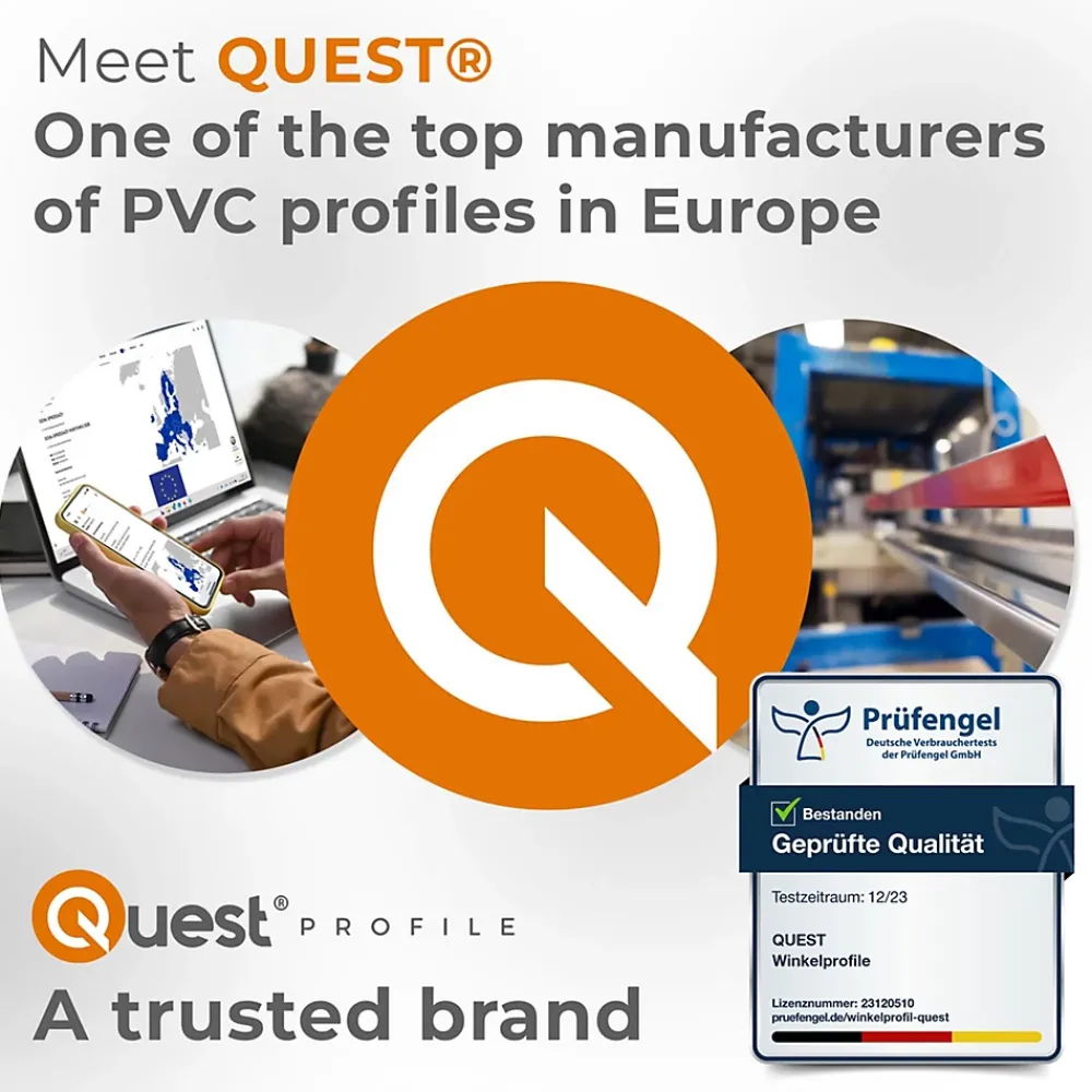 Quest Corniere PVC 50x50mm , Profile d angle autocollant, Protection murale, 200 cm, noir- Plinthe Pour Sol En Vinyle Et Pvc