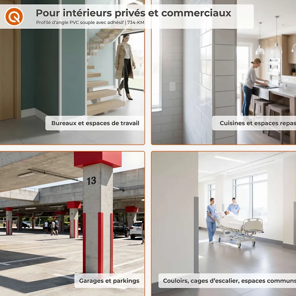 Quest Corniere PVC 40x40mm , Profile d angle autocollant, Protection murale, 150 cm, gris clair- Plinthe Pour Sol En Vinyle Et Pvc