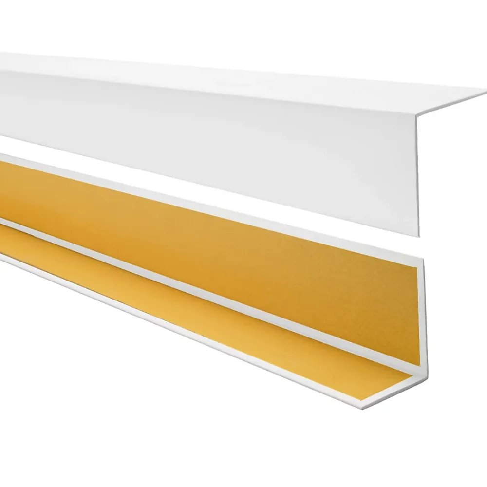 Quest Cornière PVC 50x20mm , Autocollante, Protection coins et arêtes, 150 cm, blanc- Plinthe Pour Sol En Vinyle Et Pvc
