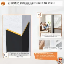 Quest Plinthe Pour Sol En Vinyle Et Pvc<Cornière PVC 25x15mm , Autocollante, Protection coins et arêtes, 150 cm, gris foncé