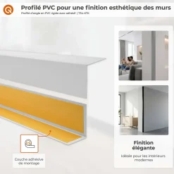 Quest Cornière PVC 15x15mm , Autocollante, Protection coins et arêtes, 150 cm, brique- Plinthe Pour Sol En Vinyle Et Pvc