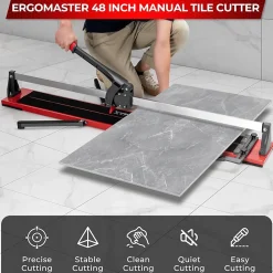 Giantex Outils Du Carreleur<Coupe carrelage Manuel 1200mm, avec Lame en Carbure de Tungstène, avec Guide Coulissant et Échelle Amovible, 143 x 23 x 23 cm