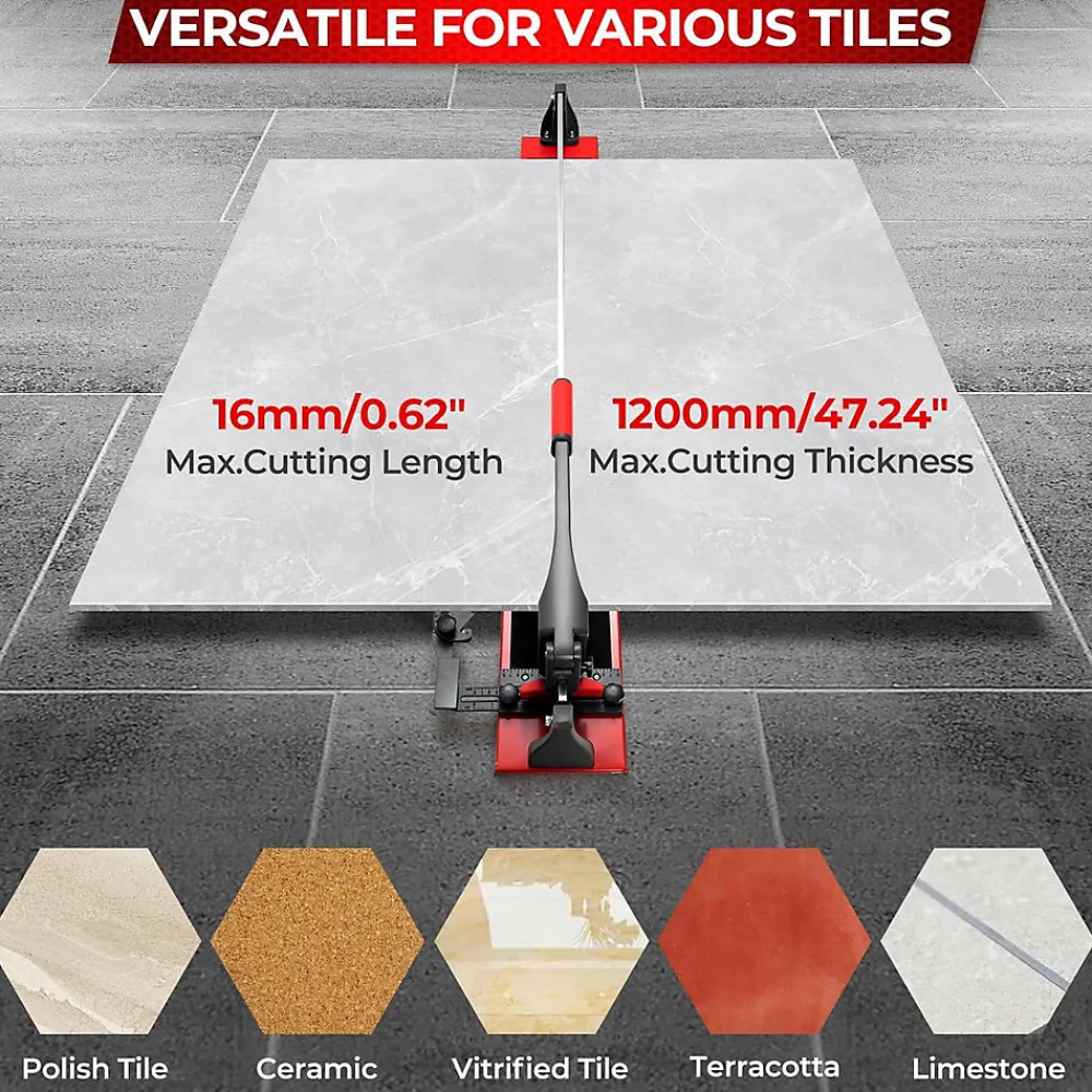 Giantex Outils Du Carreleur<Coupe carrelage Manuel 1200mm, avec Lame en Carbure de Tungstène, avec Guide Coulissant et Échelle Amovible, 143 x 23 x 23 cm