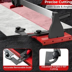 Giantex Outils Du Carreleur<Coupe carrelage Manuel 1200mm, avec Lame en Carbure de Tungstène, avec Guide Coulissant et Échelle Amovible, 143 x 23 x 23 cm