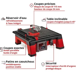 Einhell Coupe-carrelage sans fil TE-TC 18/115 Li-Solo 18V (sans batterie)- Outils Du Carreleur