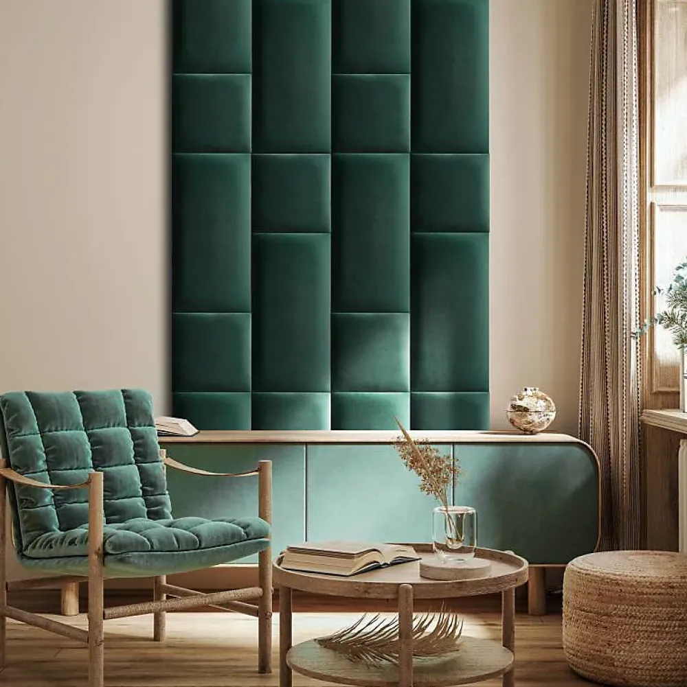 Decoon Coussin mural velours vert sapin - 60 x 30- Panneau Mural Décoratif