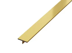 Ilcom Couvre-joint profilé décoratif Ts en inox rectifié Or satiné - 15mm x 2700mm x 0,65 ep.- Profilé Carrelage