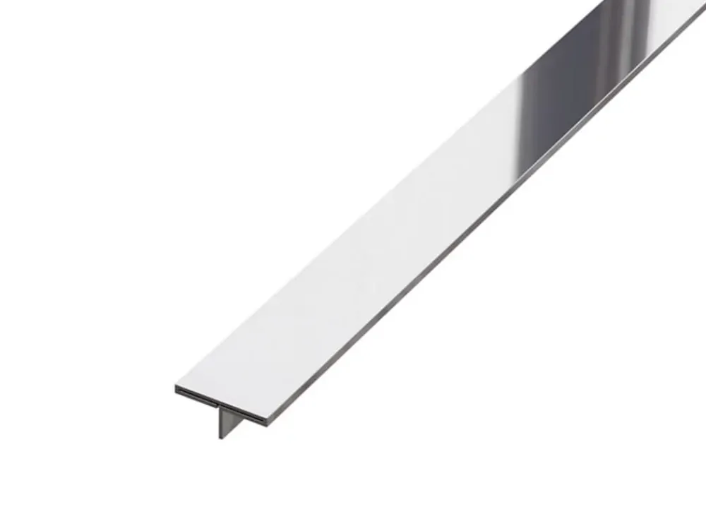 Ilcom Profilé Carrelage<Couvre-joint profilé décoratif Ts en inox rectifié Argent poli - 15mm x 2440mm x 0,65 ep.