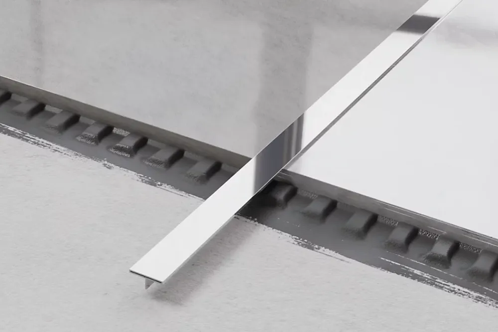 Ilcom Profilé Carrelage<Couvre-joint profilé décoratif Ts en inox rectifié Argent poli - 15mm x 2440mm x 0,65 ep.