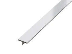 Ilcom Couvre-joint profilé décoratif Ts en inox rectifié Argent satiné - 15mm x 2440mm x 0,65 ep.- Profilé Carrelage
