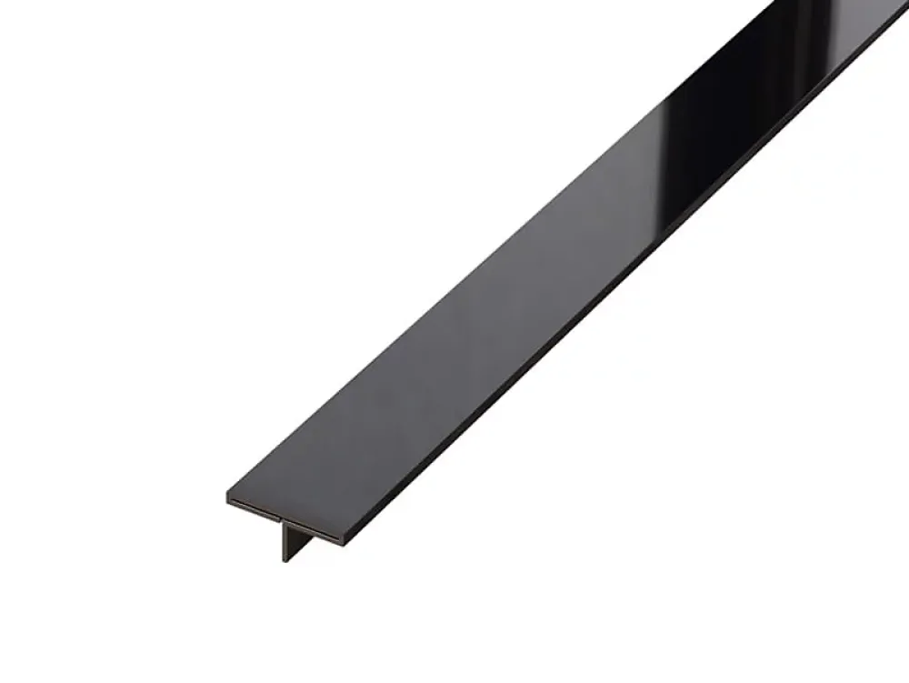 Ilcom Couvre-joint profilé décoratif Ts en inox rectifié Noir poli - 15mm x 2700mm x 0,65 ep.- Profilé Carrelage