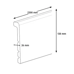 GoodHome Plinthe Bois|Plinthe Bois<Couvre-plinthe MDF Blanc 220 x 13,8 cm Décor 10 (vendue à la pièce)