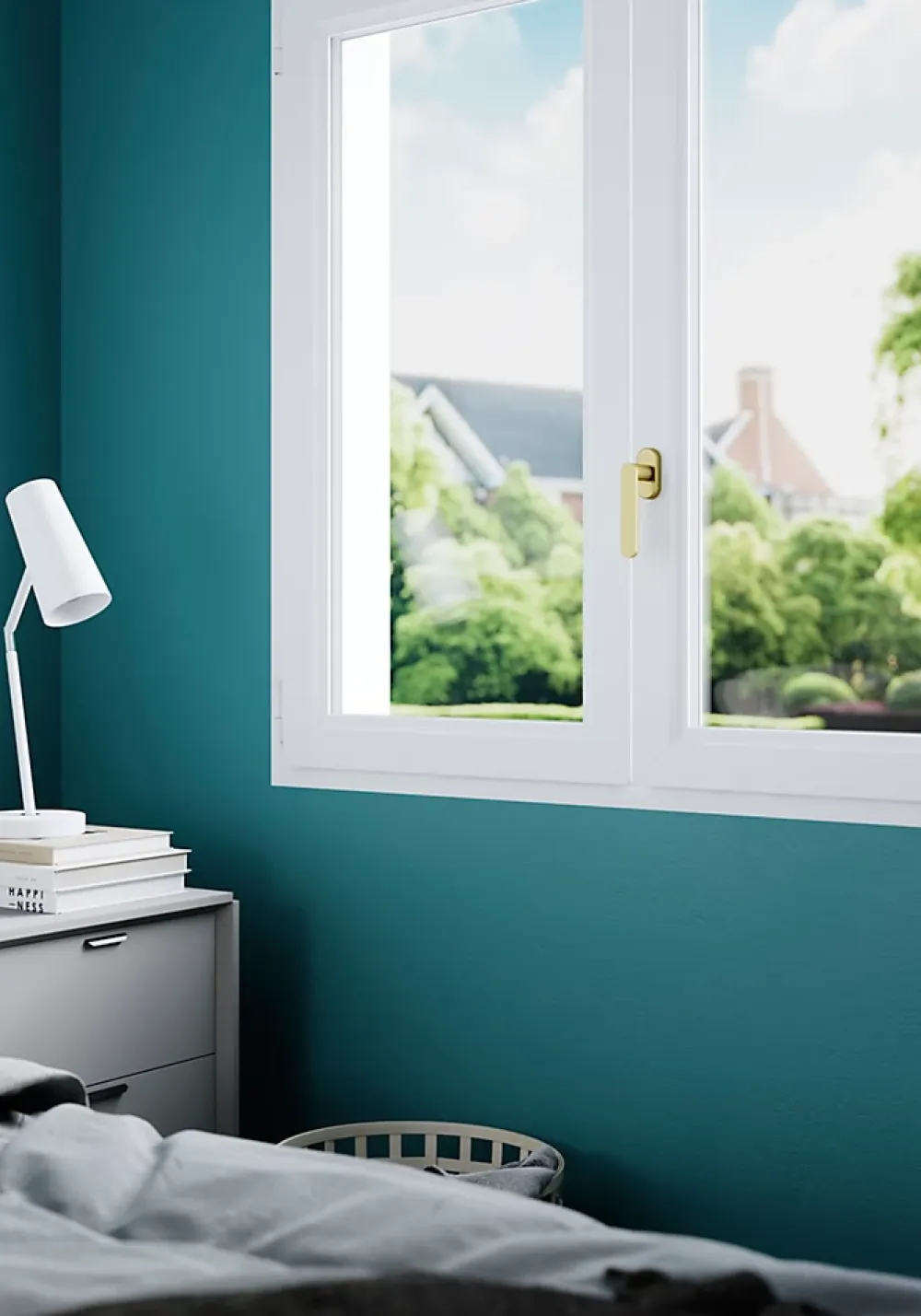 GoodHome Poignée De Fenêtre<Crémone de fenêtre Minzh aluminium doré satin L.12cm