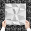 Ikhemalarka 3D PVC panneaux muraux decor gaming chambre mur plafond effet 3D diamant blanc plaques PVC decoration 30x30cm 0.09m²- Panneau Mural Décoratif