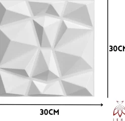 Ikhemalarka 3D PVC panneaux muraux decor gaming chambre mur plafond effet 3D diamant blanc plaques PVC decoration 30x30cm 0.09m²- Panneau Mural Décoratif