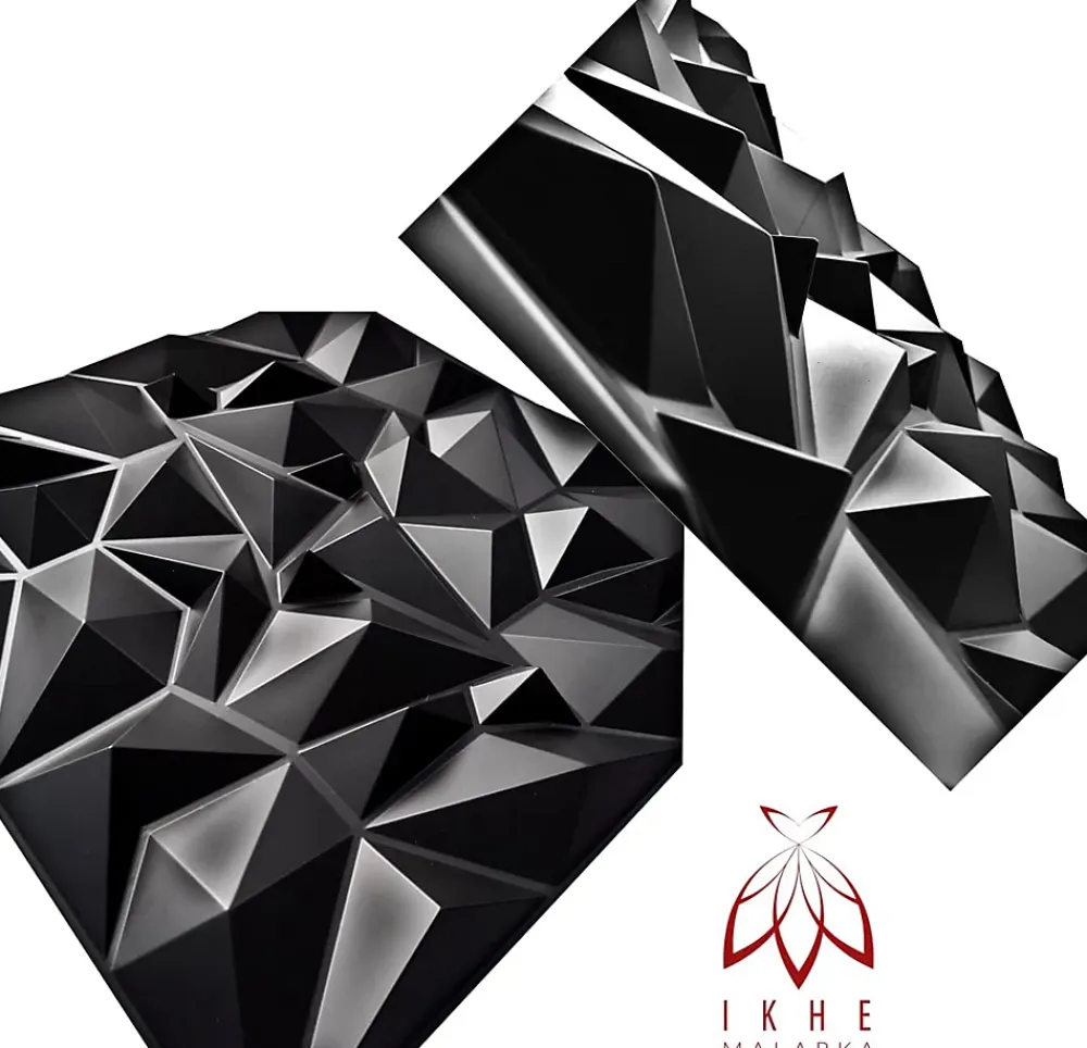 Ikhemalarka 3D PVC panneaux muraux decor gaming chambre mur plafond effet 3D mirror noir plaques PVC decoration 0.25m²- Panneau Mural Décoratif