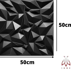 Ikhemalarka 3D PVC panneaux muraux decor gaming chambre mur plafond effet 3D mirror noir plaques PVC decoration 0.25m²- Panneau Mural Décoratif
