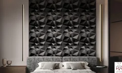 Ikhemalarka 3D PVC panneaux muraux decor gaming chambre mur plafond effet 3D diamant noir plaques PVC decoration 0.25m²- Panneau Mural Décoratif